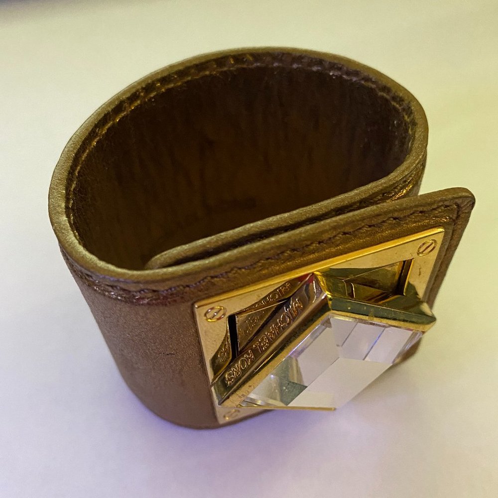 Michael Kors Wide Leather Turn Lock Bracelet